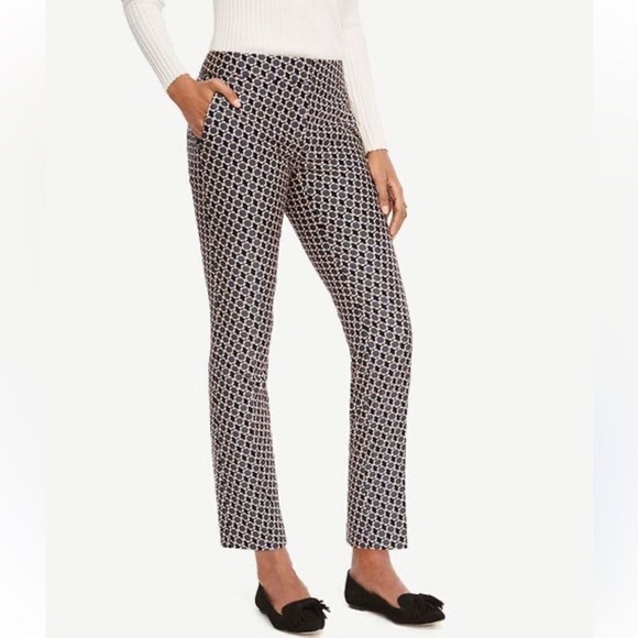 Ann Taylor Devin Fit Women's Cropped Embroidered Floral Dress Pants Sz 14 - Picture 1 of 14